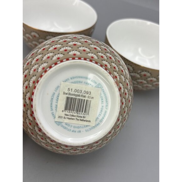 Set Of 3 PIP Studio Porcelain Dipping Bowls Amsterdam Bloomingtails Khaki , EUC - Picture 4 of 9